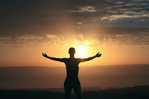 person at sunset